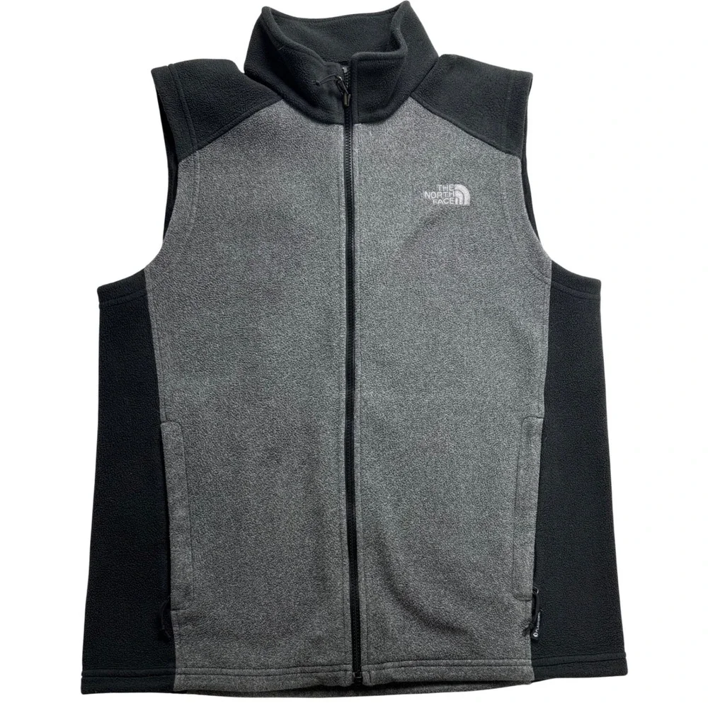 The North Face Mens‎ FlashDry Fleece Vest Gray Black Full Zip Large